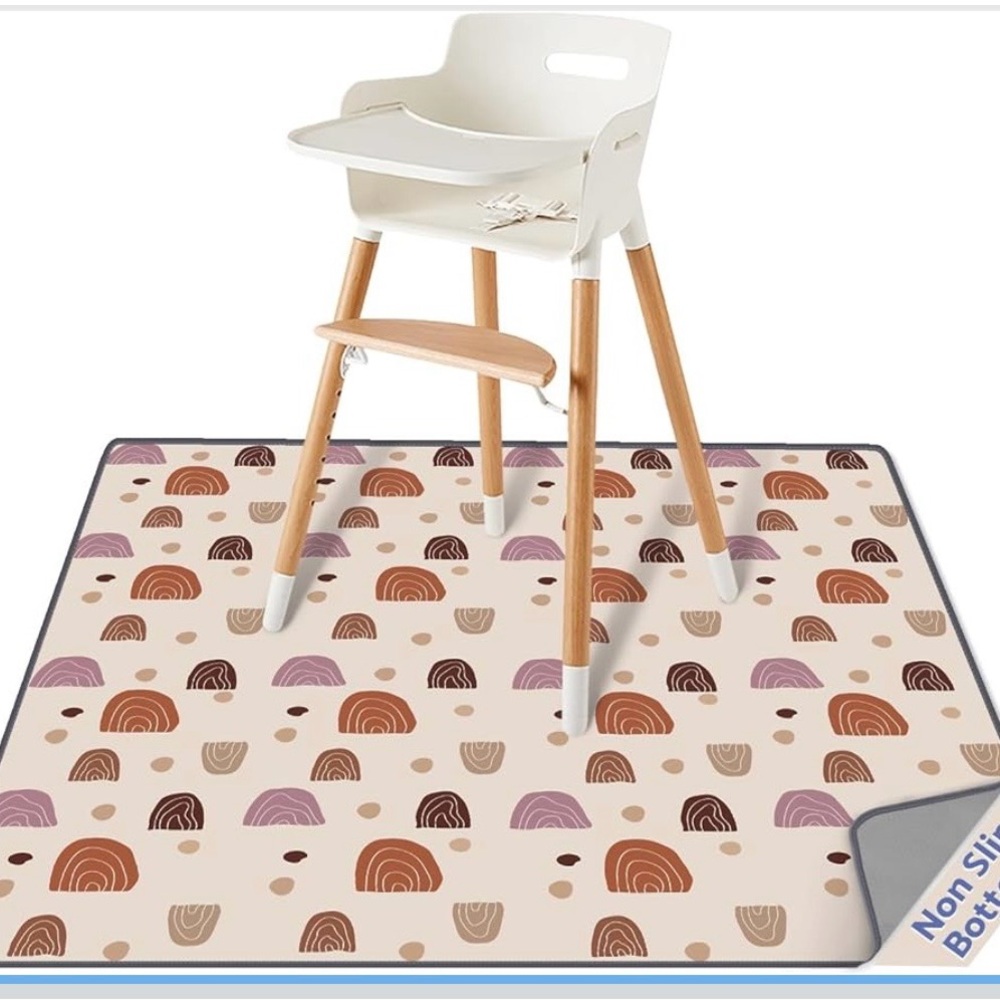 Blissful Diary Baby Splat Mat for Under High Chair, 50.4 x 50.4 Inch Wipeable